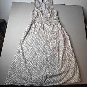 Universal Thread Tan White Abstract Print Maxi Dress Sleeveless Cotton Size L